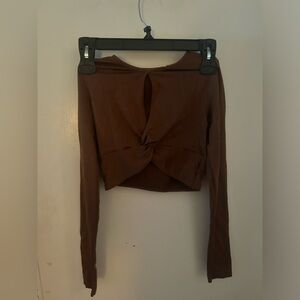 Small brown crop top with wrap in the middle